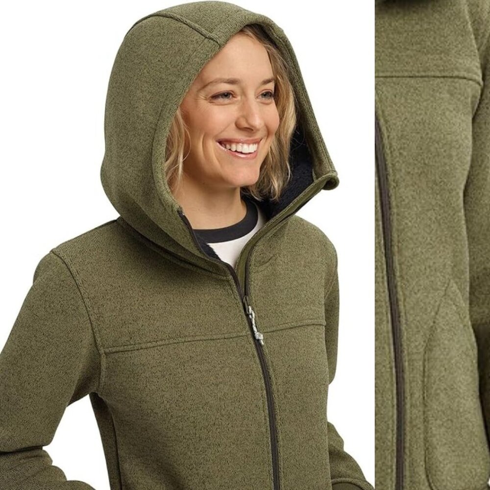 Burton - Longline Minxy Zip-Up Fleece Hoodie Sweatshirt | Small | Pine Heather